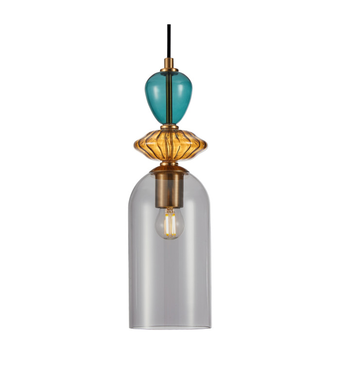 Busco 12cm Slim Pendant Ceiling Light Gold Black with Smoked Shade-2