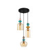 Busco Cluster Pendant Ceiling Light Gold Black with Amber Shade 3xE27-1