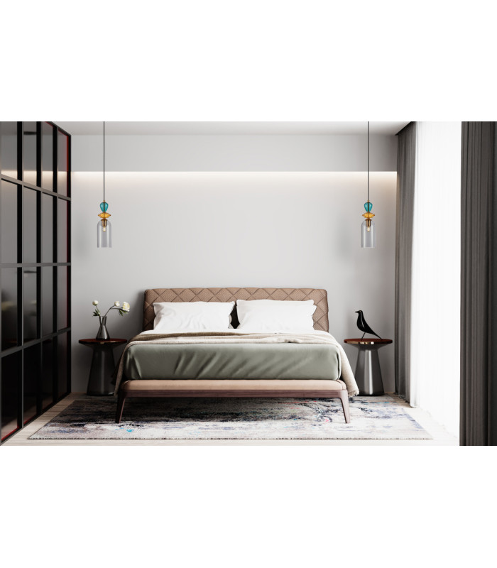 Busco 12cm Slim Pendant Ceiling Light Gold Black with Smoked Shade-5