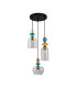 Busco Cluster Pendant Ceiling Light Gold Black with Smoked Shade 3xE27-1