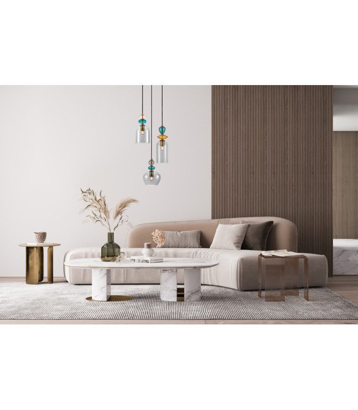Busco Cluster Pendant Ceiling Light Gold Black with Smoked Shade 3xE27-5