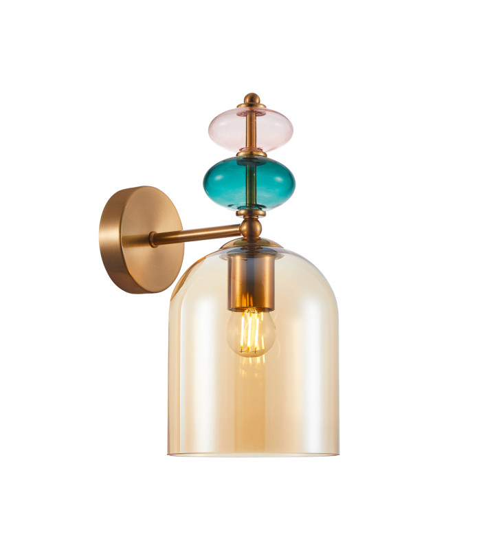 Busco Wall Lamp Gold with Amber Shade-1