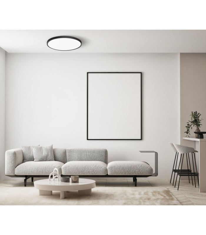 Calvi 48cm Flush Ceiling Light Black 2800/4000/6000K-5