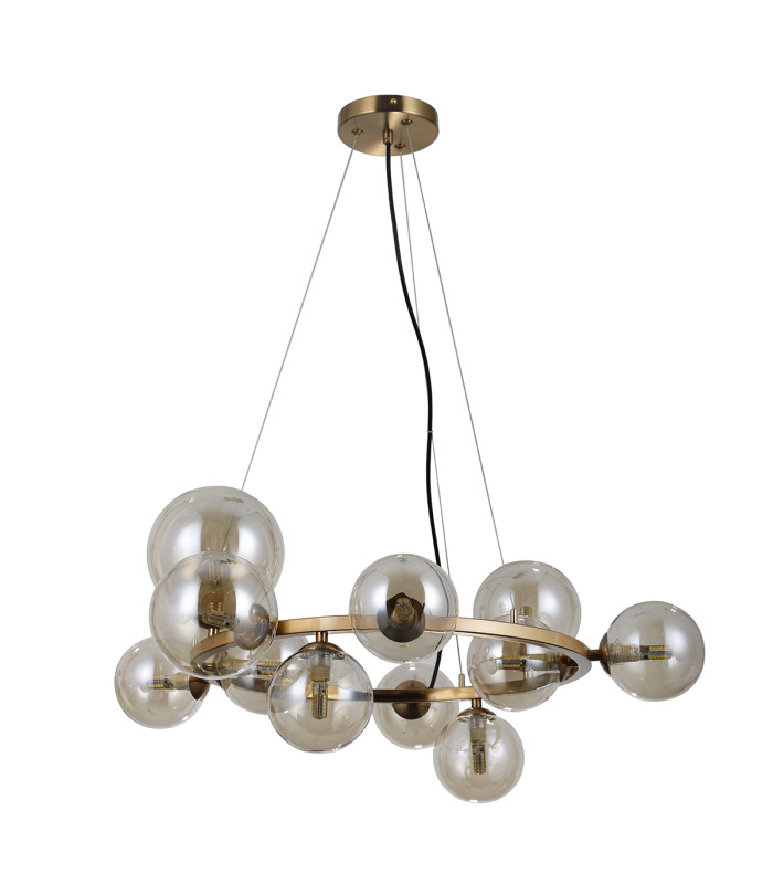 Canello Globe Pendant Ceiling Light Honey Brass 11xG9-1