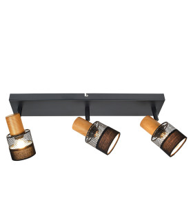 Coletta Ceiling Spotlight Bar Black Wood Fabric 3xE14-1