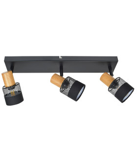 Coletta Ceiling Spotlight Bar Black Wood Fabric 3xE14-4
