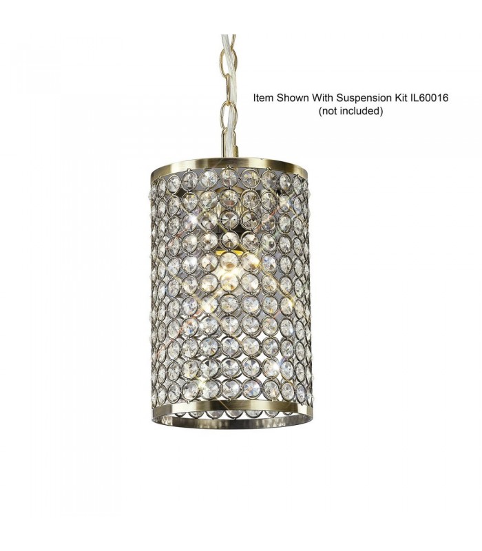 Crystal Cylinder SHADE ONLY Antique Brass, Crystal - 1