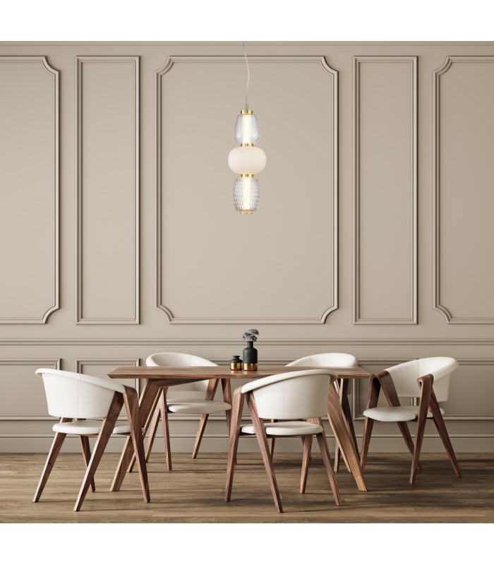 Eris 45cm Slim Pendant Ceiling Light Gold With Shine 3000K Warm White-5