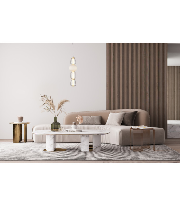Eris 60cm Slim Pendant Ceiling Light Gold With Shine 3000K Warm White-5