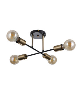 Formio Multi Arm Semi Flush Ceiling Lamp Matt Black Honey Brass 4xE27-1