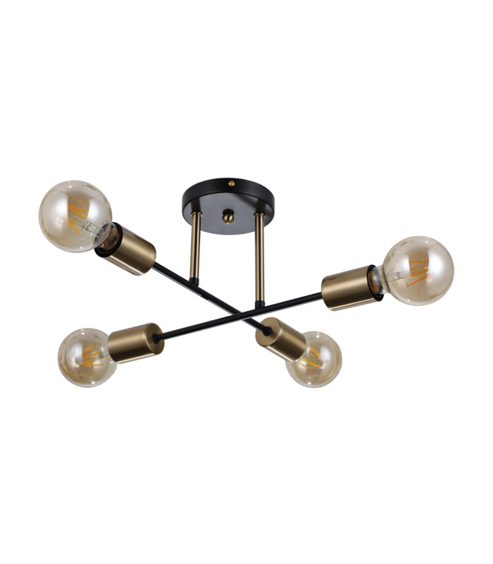 Formio Multi Arm Semi Flush Ceiling Lamp Matt Black Honey Brass 4xE27-1