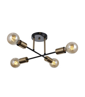 Formio Multi Arm Semi Flush Ceiling Lamp Matt Black Honey Brass 4xE27-2