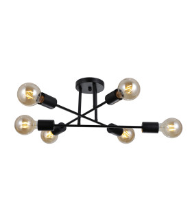 Formio Multi Arm Semi Flush Ceiling Lamp Matt Black 6xE27-2