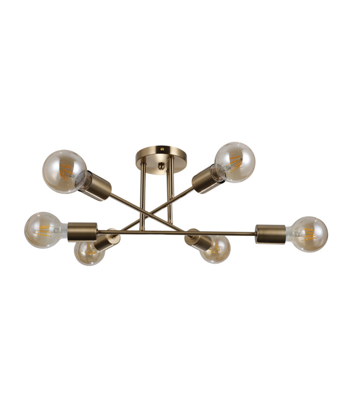Formio Multi Arm Semi Flush Ceiling Lamp Honey Brass 6xE27-2