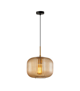 Gavino Dome Pendant Ceiling Light Gold with Amber Shade-1