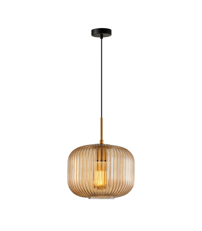 Gavino Dome Pendant Ceiling Light Gold with Amber Shade-1