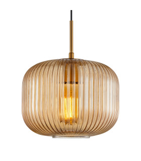 Gavino Dome Pendant Ceiling Light Gold with Amber Shade-2