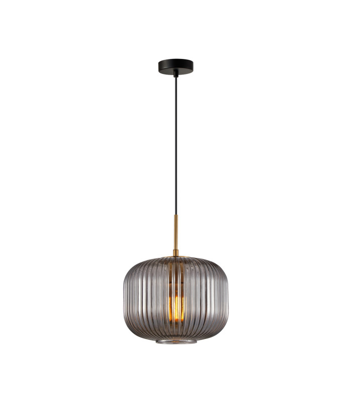Gavino Dome Pendant Ceiling Light Gold with Smoked Shade-1