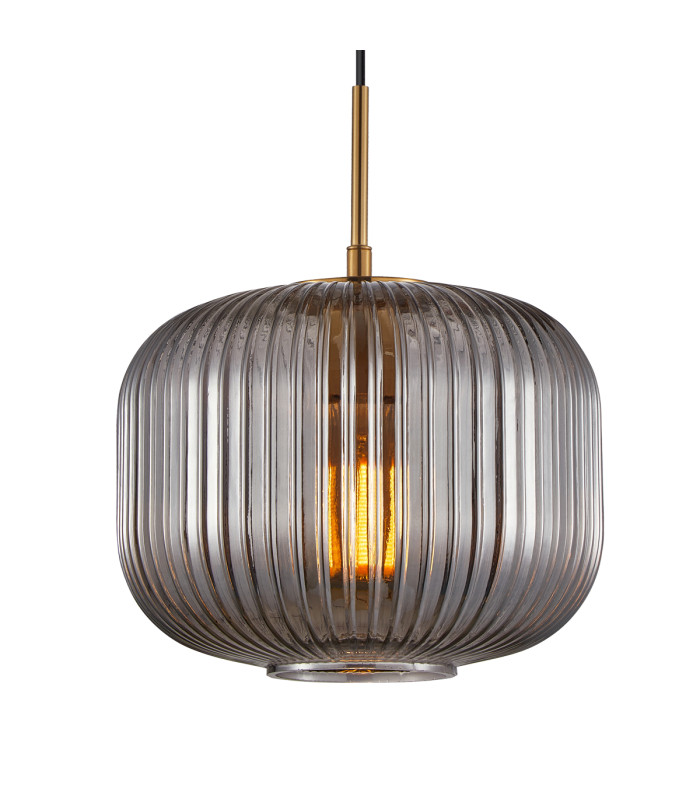 Gavino Dome Pendant Ceiling Light Gold with Smoked Shade-2
