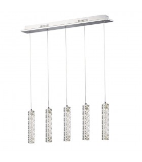 Ceiling Pendant 5 Drop 15W LED 4000K Polished Chrome, Crystal - 1