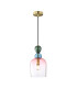 Manso 16cm Dome Pendant Ceiling Light Gold With Shine with Red Blue Pink Glass Shade-1