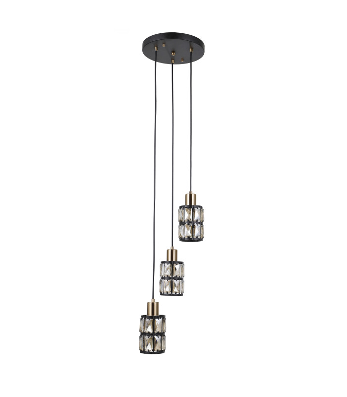 Menfi Cluster Pendant Ceiling Light Black Brass 3xE27-1