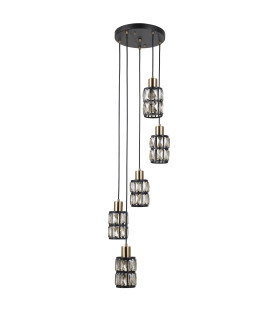 Menfi Cluster Pendant Ceiling Light Black Brass 5xE27-1