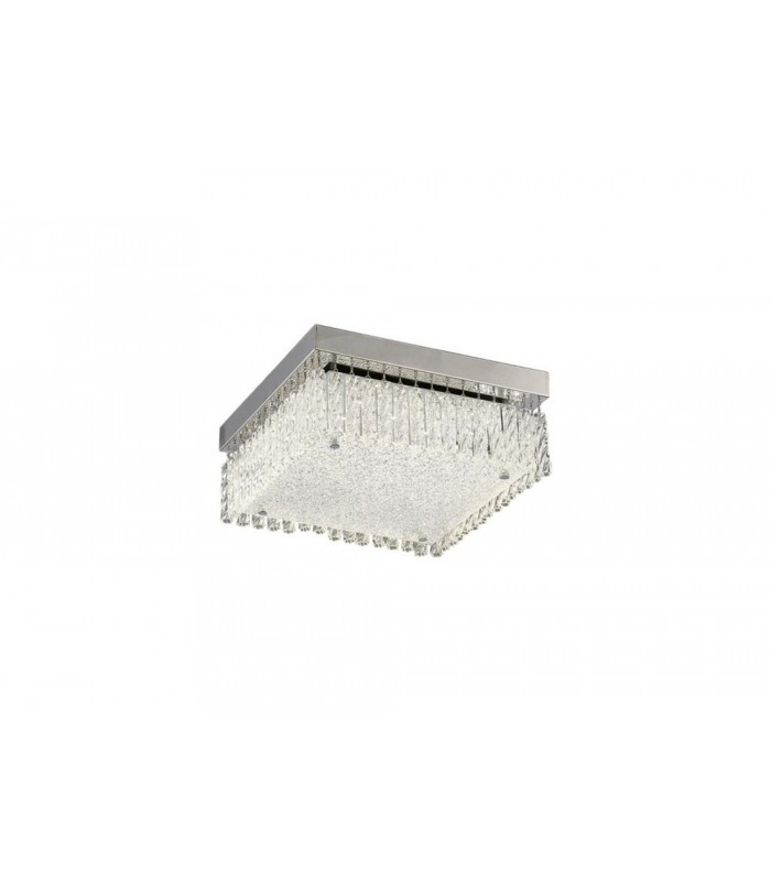 Small Square Flush Ceiling 18W 1700lm LED 4200K Polished Chrome, Crystal - 1