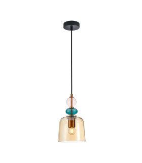 Namos Dome Pendant Ceiling Light Brass with Amber Shade-1