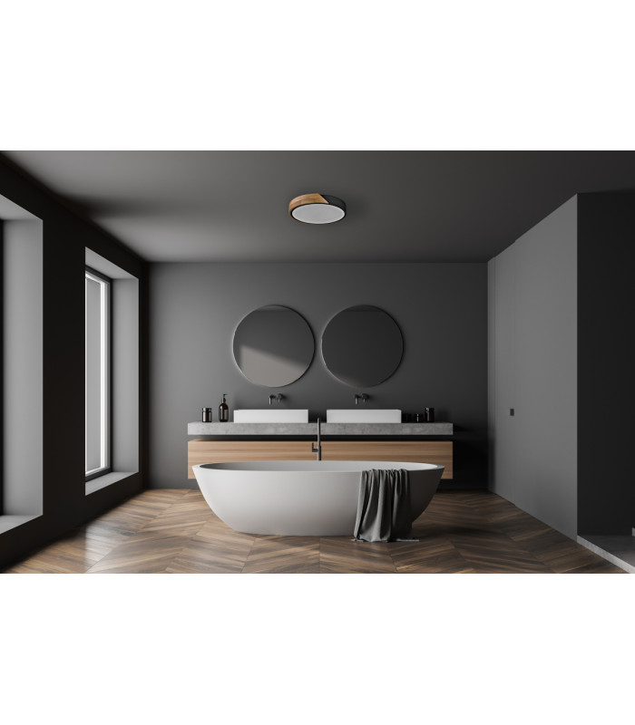 Nastro Decorative Flush Ceiling Light Wood Black 3000K Warm White-5
