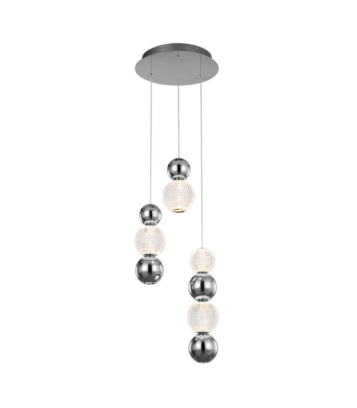 Oter Cluster Pendant Ceiling Light Chrome 3000K Warm White 7xLED-1