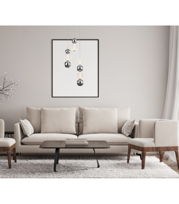Oter Cluster Pendant Ceiling Light Chrome 3000K Warm White 7xLED-5
