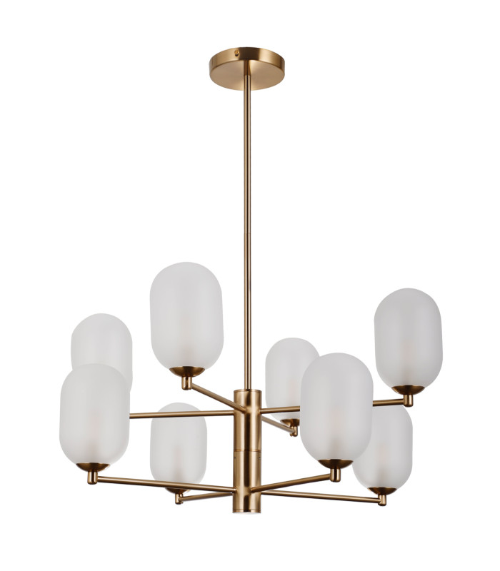Perano Multi Arm Pendant Ceiling Light Antique Bronze Opal Shade 8xG9-1
