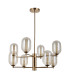 Perano Multi Arm Pendant Ceiling Light Antique Bronze Amber Shade 8xG9-1