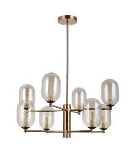 Perano Multi Arm Pendant Ceiling Light Antique Bronze Amber Shade 8xG9-1