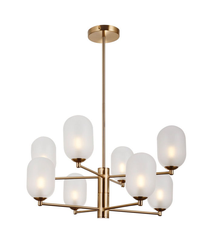 Perano Multi Arm Pendant Ceiling Light Antique Bronze Opal Shade 8xG9-4