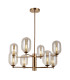 Perano Multi Arm Pendant Ceiling Light Antique Bronze Amber Shade 8xG9-4