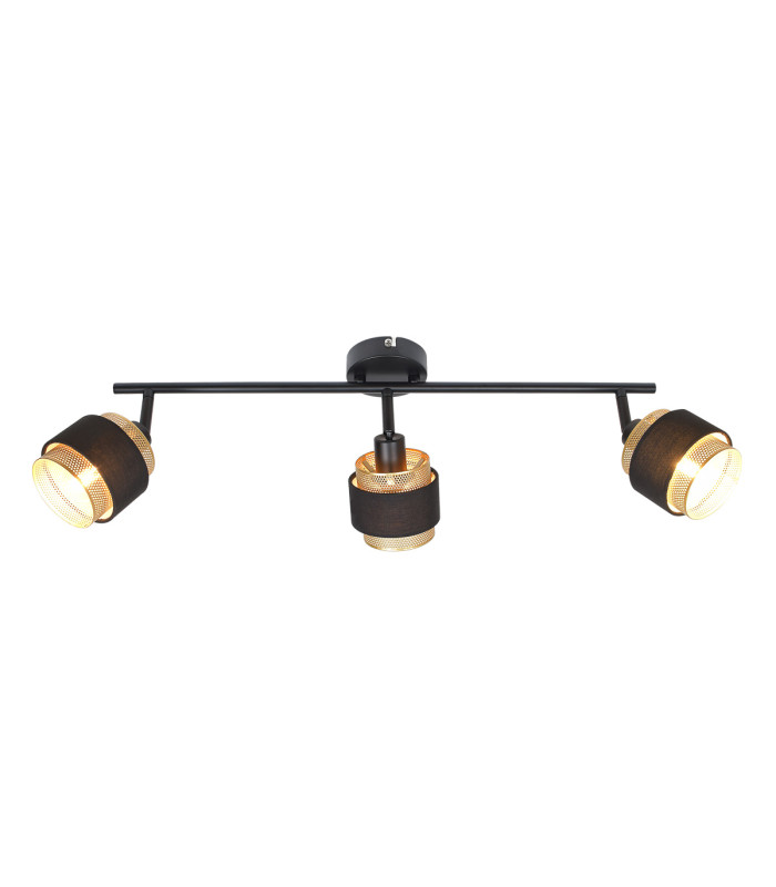 Renez Ceiling Spotlight Bar Black Gold Fabric 3xE14-1