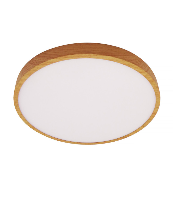 Riberio Flush Ceiling Light Wood 3000K Warm White-1
