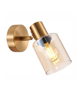 Santia Single Spotlight Brass Amber Glass Shade-1