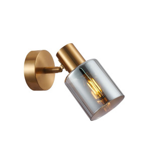 Santia Single Spotlight Brass Grey Glass Shade-1