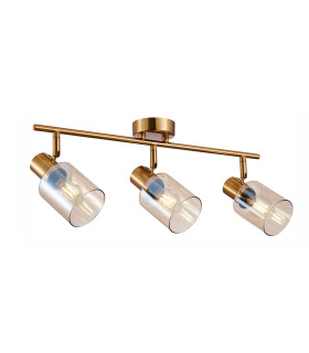 Santia Ceiling Spotlight Bar Brass Amber Glass Shade 3xE14-1