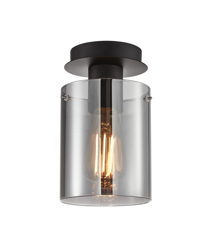 Sardo 22cm Cylindrical Ceiling Light Black-1