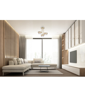 Tiara Multi Arm Semi Flush Ceiling Lamp Gold With Shine 3000K Warm White 3xLED-5