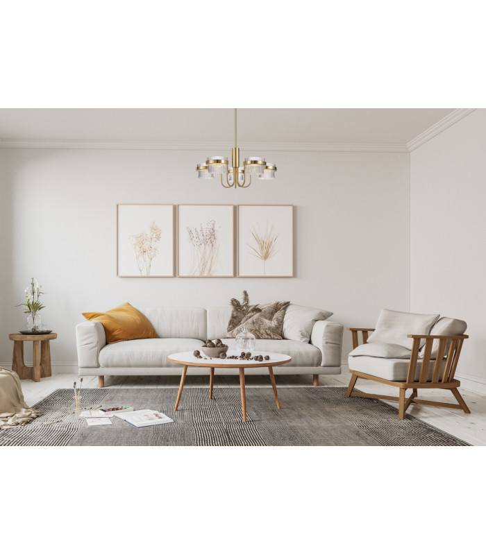 Tiara Multi Arm Pendant Ceiling Light Gold With Shine 3000K Warm White 5xLED-5