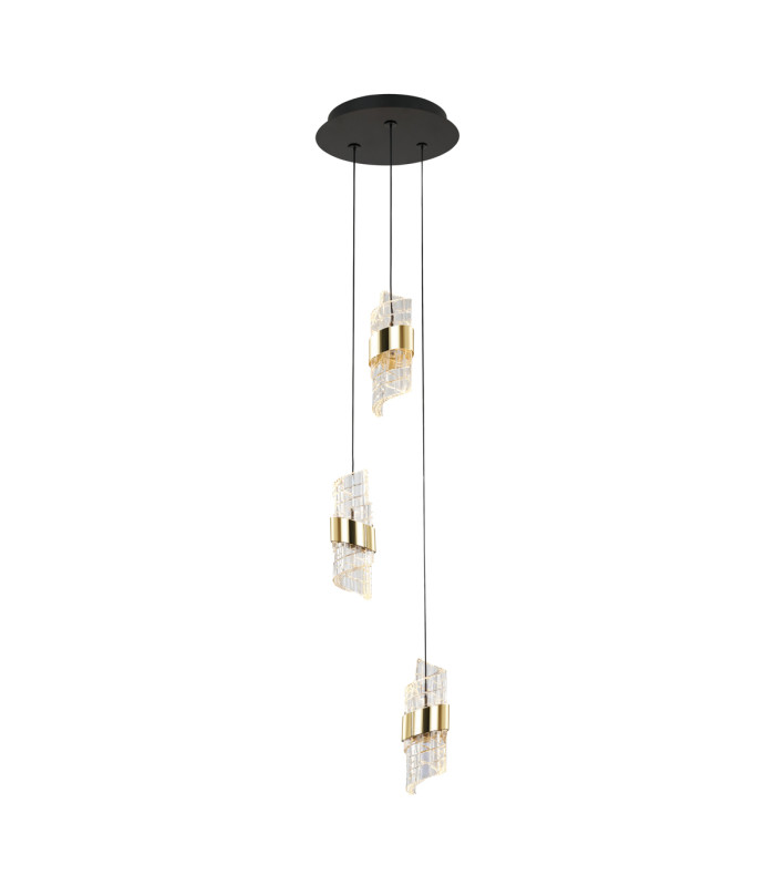 Tonga Cluster Pendant Ceiling Light Black Gold 3000K Warm White 3xLED-1