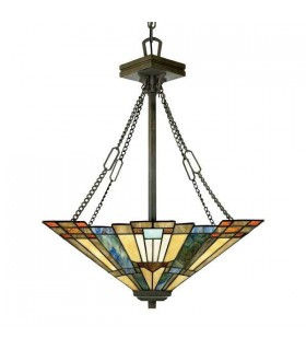3 Light Ceiling Pendant Bronze, Tiffany, E27 - 1
