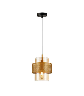 Vinoti Cylindrical Pendant Ceiling Light Gold Amber-1