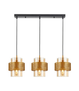 Vinoti Bar Pendant Ceiling Light Gold Amber 3xE27-1