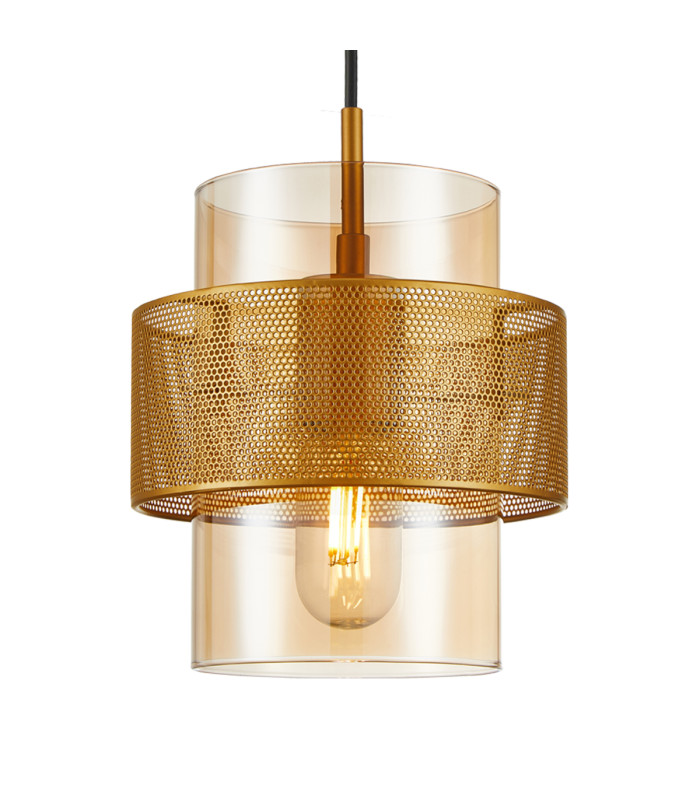 Vinoti Bar Pendant Ceiling Light Gold Amber 3xE27-2